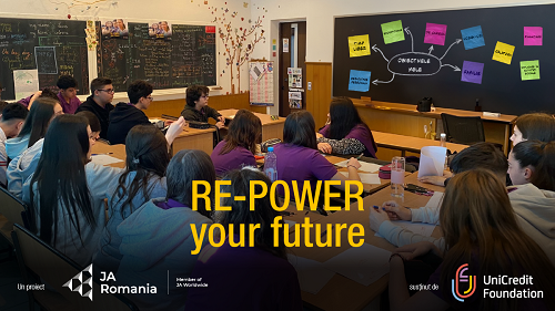 420 de elevi din sudul și nord-estul țării au participat la ateliere de dezvoltare personală în cadrul proiectului RE-POWER your future, derulat de JA România cu sprijinul Fundației UniCredit