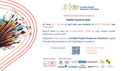 Fundația Regală Margareta a României dă startul selecției naționale pentru bursele Tinere Talente 2026