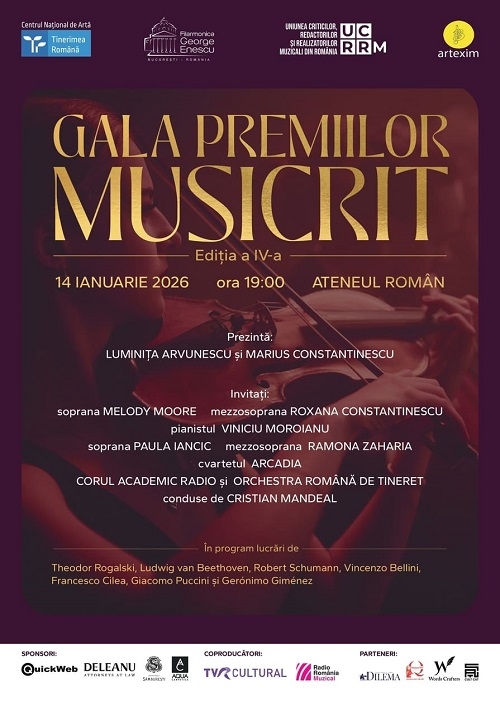 Cea de a IV-a ediție a GALEI PREMIILOR MUSICRIT va avea loc pe 14 ianuarie, la Ateneul Român