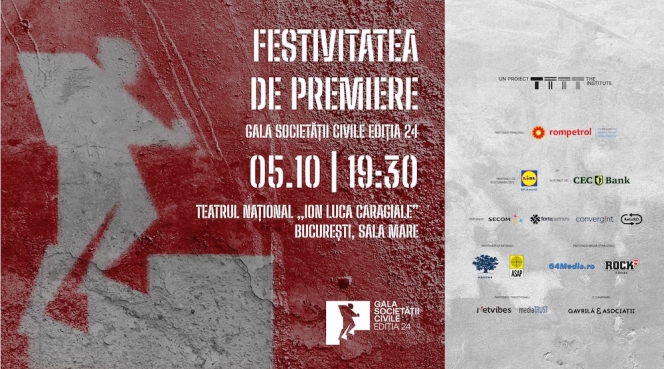 Gala Societății Civile 2026 își premiază câștigătorii pe 5 octombrie, la Teatrul Național din București, într-o ediție dedicată profesorilor
