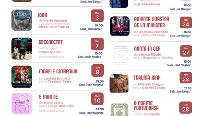 TEATRUL DRAMATURGILOR ROMÂNI - programul evenimentelor din luna MAI!