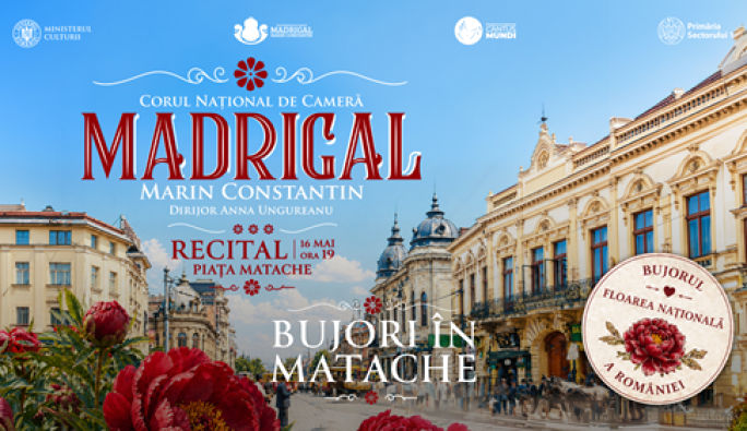 Corul Madrigal transformă Piața Matache în scenă, de Ziua Bujorului Românesc