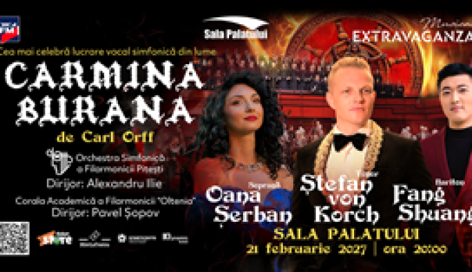 CARMINA BURANA – punere grandioasă în scenă pe 21 februarie 2027 la SALA PALATULUI, cu tenorul ŞTEFAN von KORCH în linia solistică