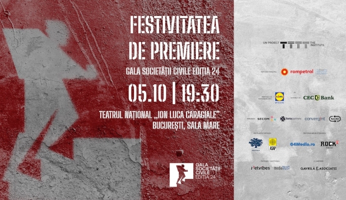 Gala Societății Civile 2026 își premiază câștigătorii pe 5 octombrie, la Teatrul Național din București, într-o ediție dedicată profesorilor