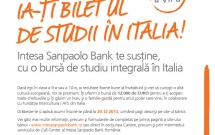Intesa Sanpaolo Bank ofera liceenilor romani burse de 12.000 euro in Italia pentru al VII-a an consecutiv