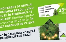 Românii pot aduce bradul uscat în magazinele Leroy Merlin, indiferent de unde l-au achiziționat și vor beneficia de un voucher de cumpărături